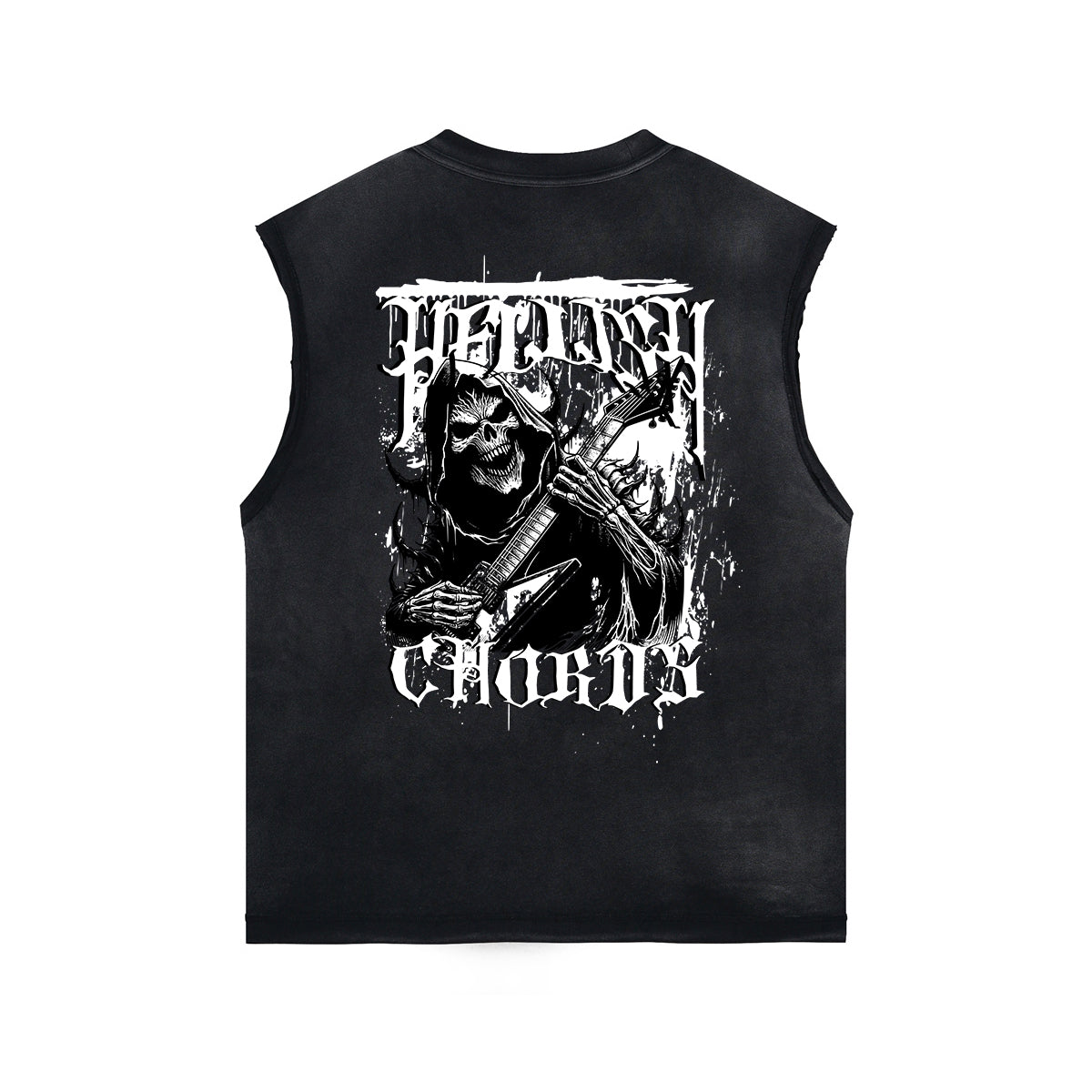 Skull Graphic Washed Oversized Sleeveless Tee-INNBLAC Fashion Apparel