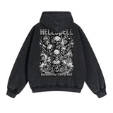 Skull Graphic Washed Boyfriend Hoodie-INNBLAC Fashion Apparel