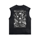 Skull Graphic Washed Oversized Sleeveless Tee-INNBLAC Fashion Apparel