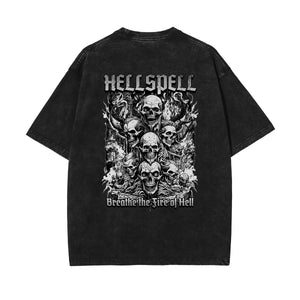 Skull Graphic Washed Oversized Tee-INNBLAC Fashion Apparel