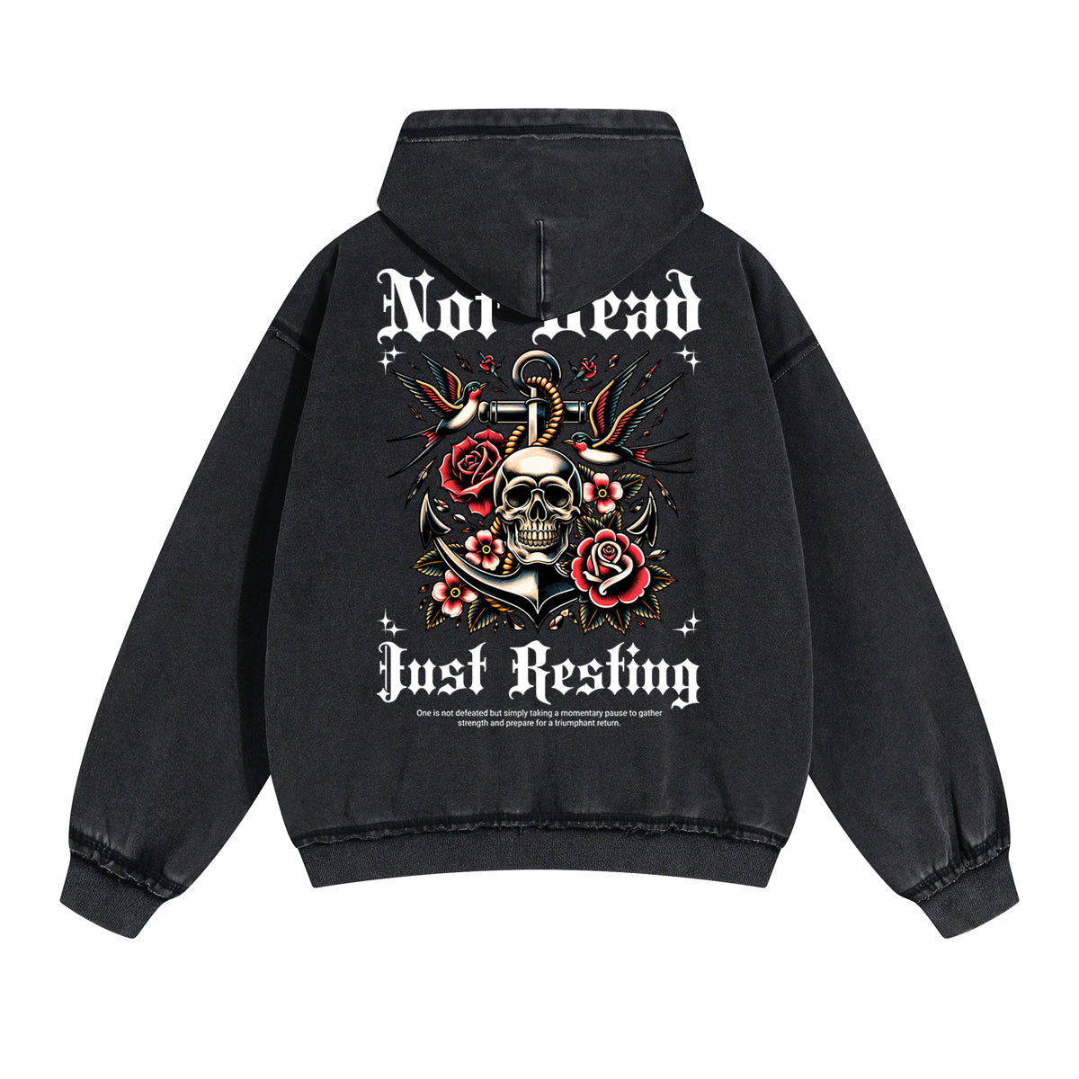 Skull Graphic Washed Boyfriend Hoodie-INNBLAC Fashion Apparel