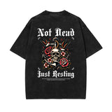 Skull Graphic Washed Oversized Tee-INNBLAC Fashion Apparel