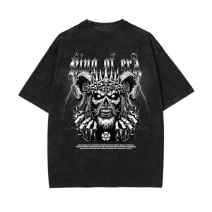 Skull Graphic Washed Oversized Tee-INNBLAC Fashion Apparel