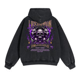 Skull Graphic Washed Boyfriend Hoodie-INNBLAC Fashion Apparel