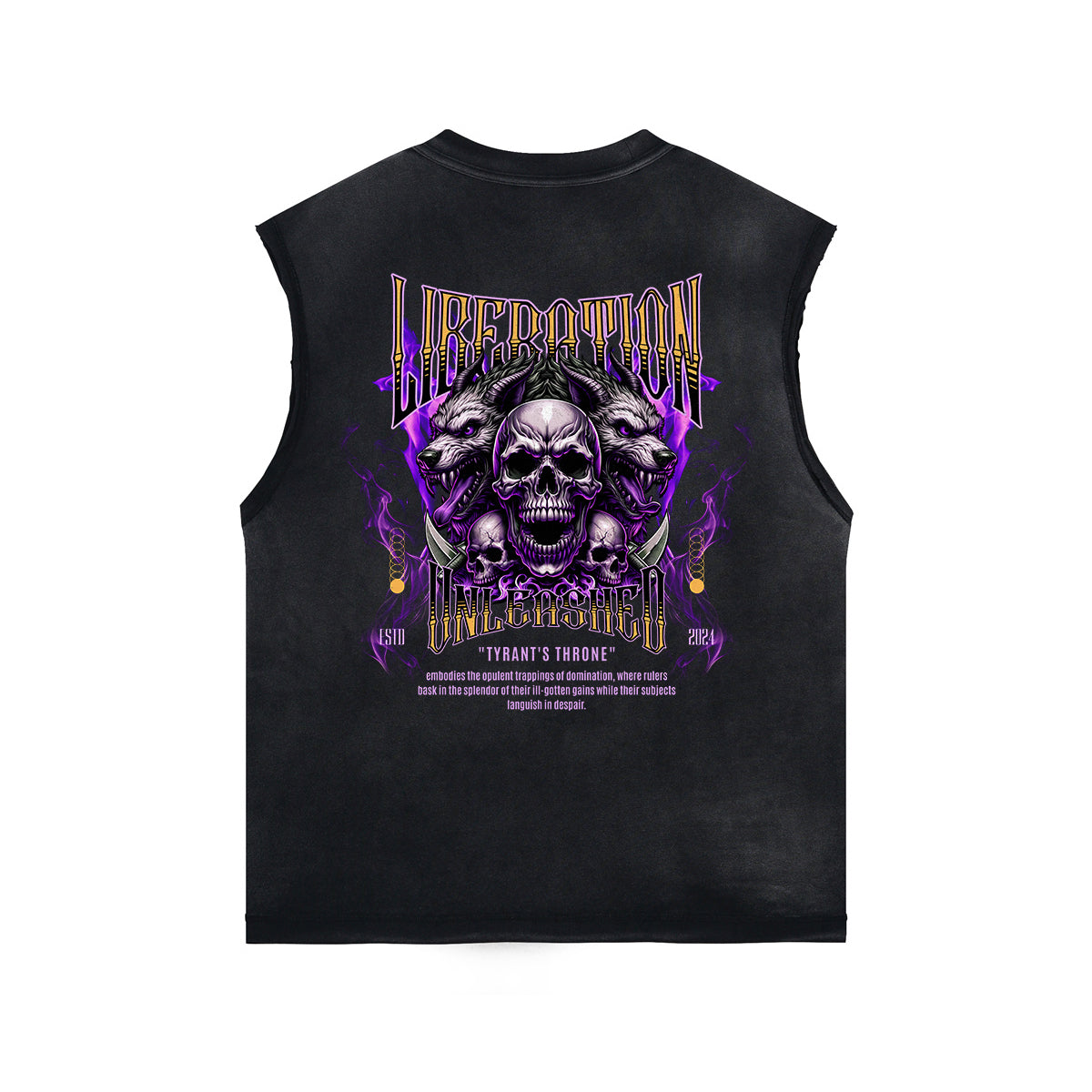 Skull Graphic Washed Oversized Sleeveless Tee-INNBLAC Fashion Apparel