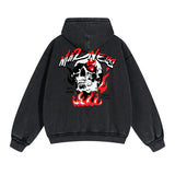 Skull Graphic Washed Boyfriend Hoodie-INNBLAC Fashion Apparel