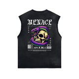 Skull Artwork Graphic Faded Sleeveless Tee-INNBLAC Fashion Apparel