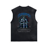 Skull Artwork Graphic Faded Sleeveless Tee-INNBLAC Fashion Apparel