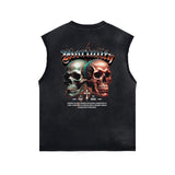 Skull Artwork Graphic Faded Sleeveless Tee-INNBLAC Fashion Apparel