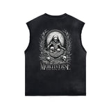 Skull Artwork Graphic Faded Sleeveless Tee-INNBLAC Fashion Apparel