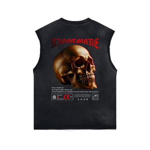 Skull Artwork Graphic Faded Sleeveless Tee-INNBLAC Fashion Apparel