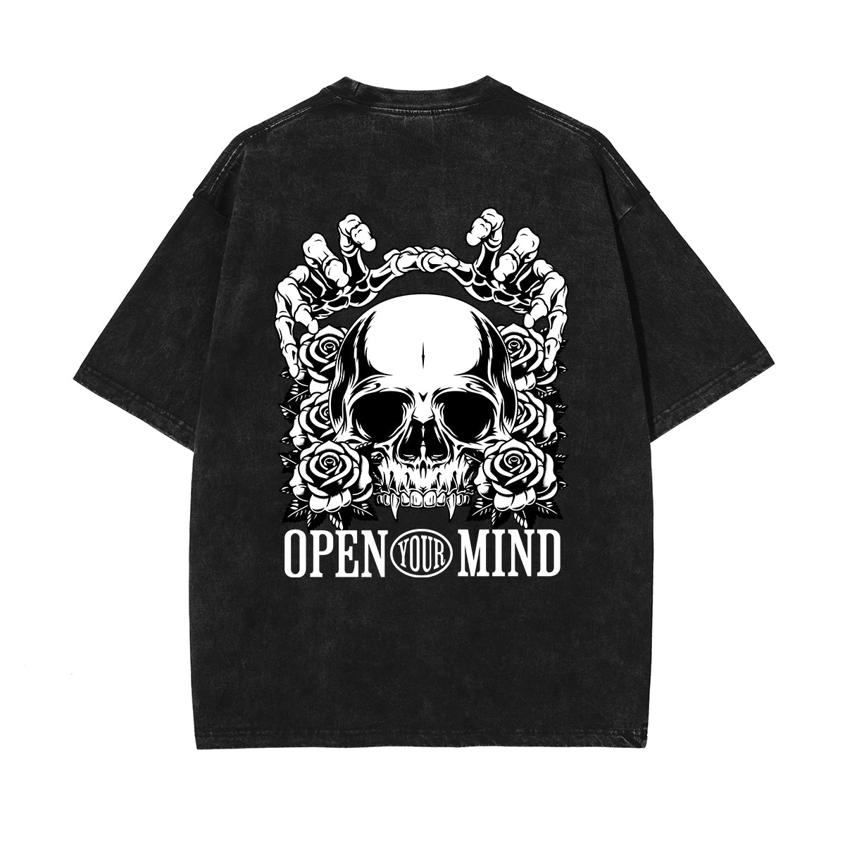 Skull Artwork Graphic Faded Tee-INNBLAC Fashion Apparel