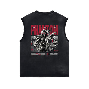 Skull Artwork Graphic Faded Sleeveless Tee-INNBLAC Fashion Apparel