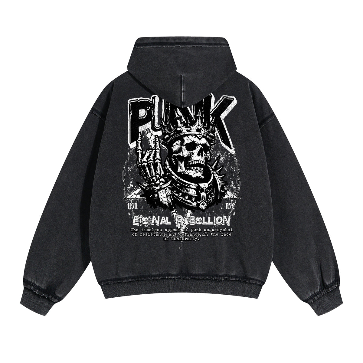 Punk Skull Graphic Zipper Hoodie-INNBLAC Fashion Apparel