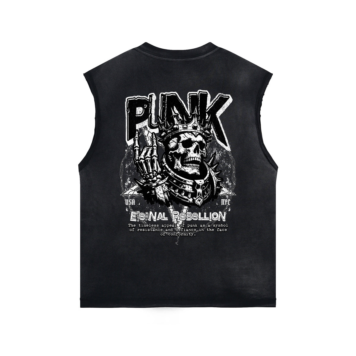 Punk Skull Graphic Sleeveless Tee-INNBLAC Fashion Apparel