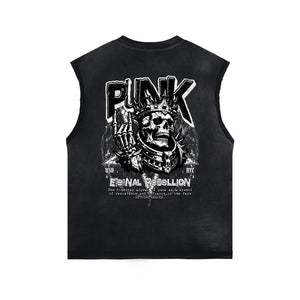 Punk Skull Graphic Sleeveless Tee-INNBLAC Fashion Apparel