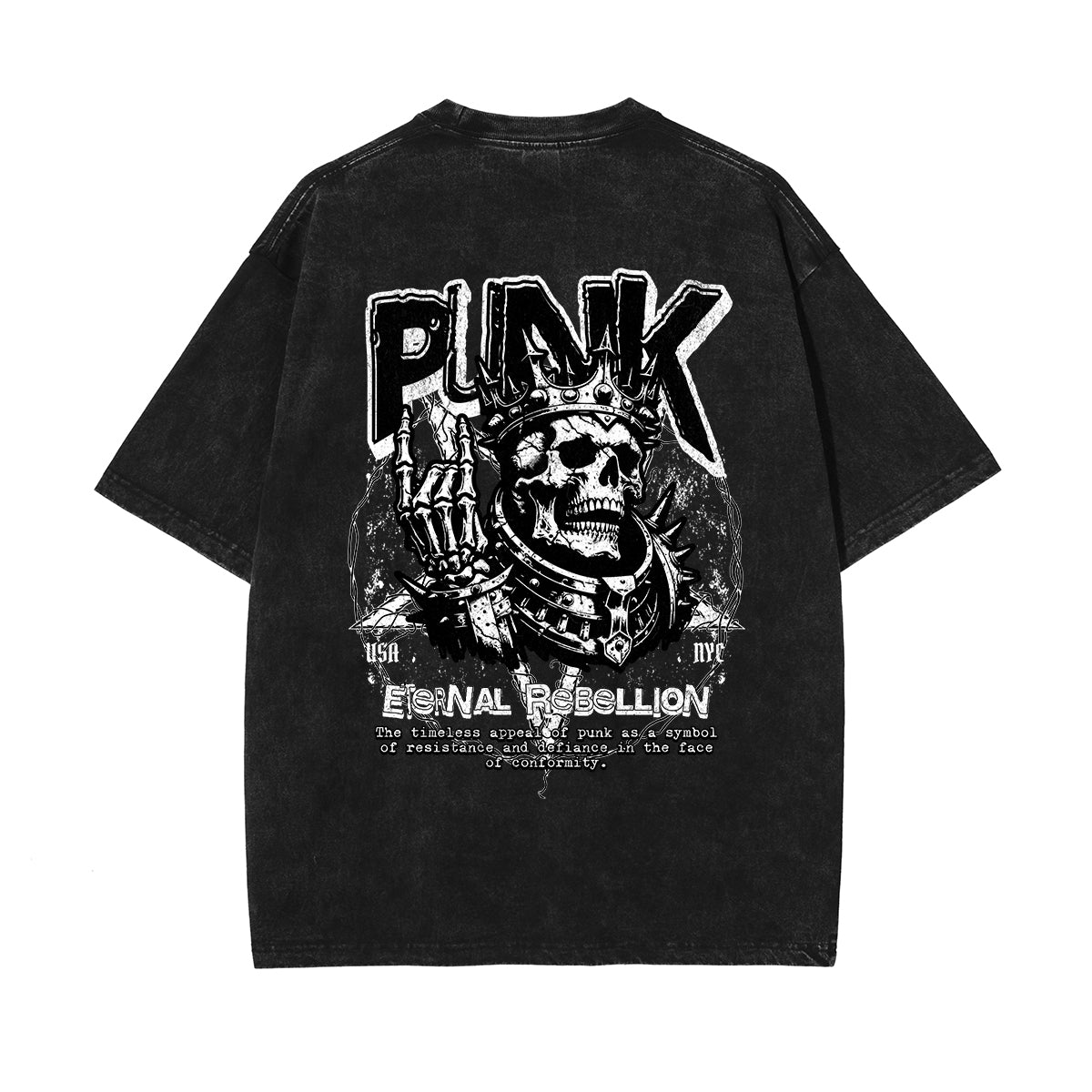 Punk Skull Graphic Washed Tee-INNBLAC Fashion Apparel