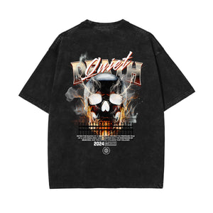 Punk Skull Graphic Washed Tee-INNBLAC Fashion Apparel