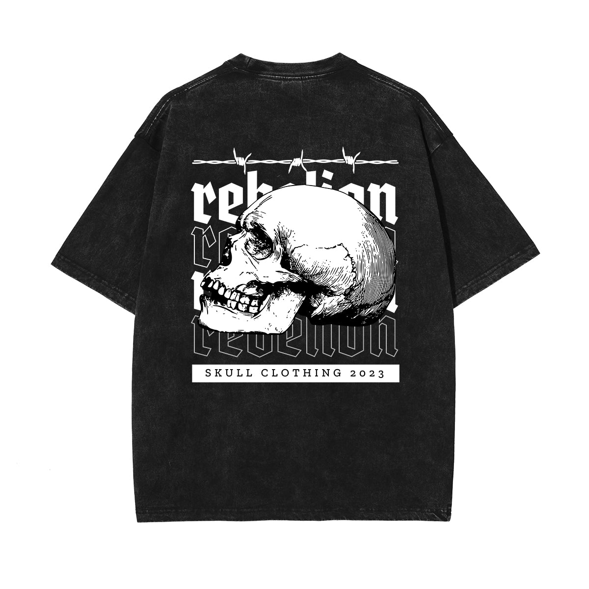 Punk Skull Graphic Washed Tee-INNBLAC Fashion Apparel