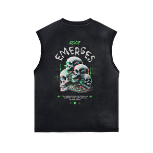 Punk Skull Graphic Sleeveless Tee-INNBLAC Fashion Apparel