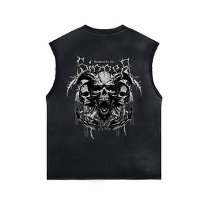 Punk Skull Graphic Sleeveless Tee-INNBLAC Fashion Apparel