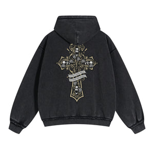 Gothic Skeleton Back Print Hoodie-INNBLAC Fashion Apparel