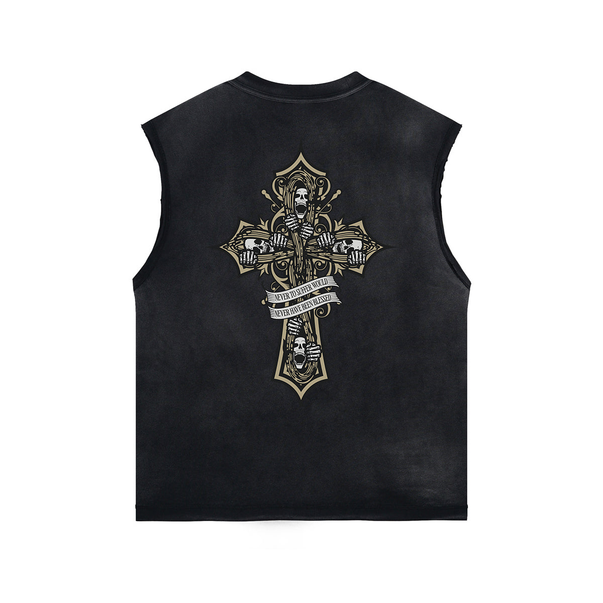 Gothic Skeleton Back Print Sleeveless Tee-INNBLAC Fashion Apparel