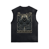 Gothic Skeleton Back Print Sleeveless Tee-INNBLAC Fashion Apparel