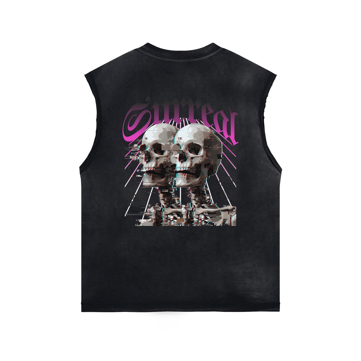 Gothic Skeleton Back Print Sleeveless Tee-INNBLAC Fashion Apparel