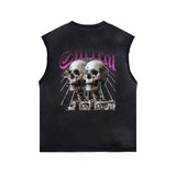 Gothic Skeleton Back Print Sleeveless Tee-INNBLAC Fashion Apparel