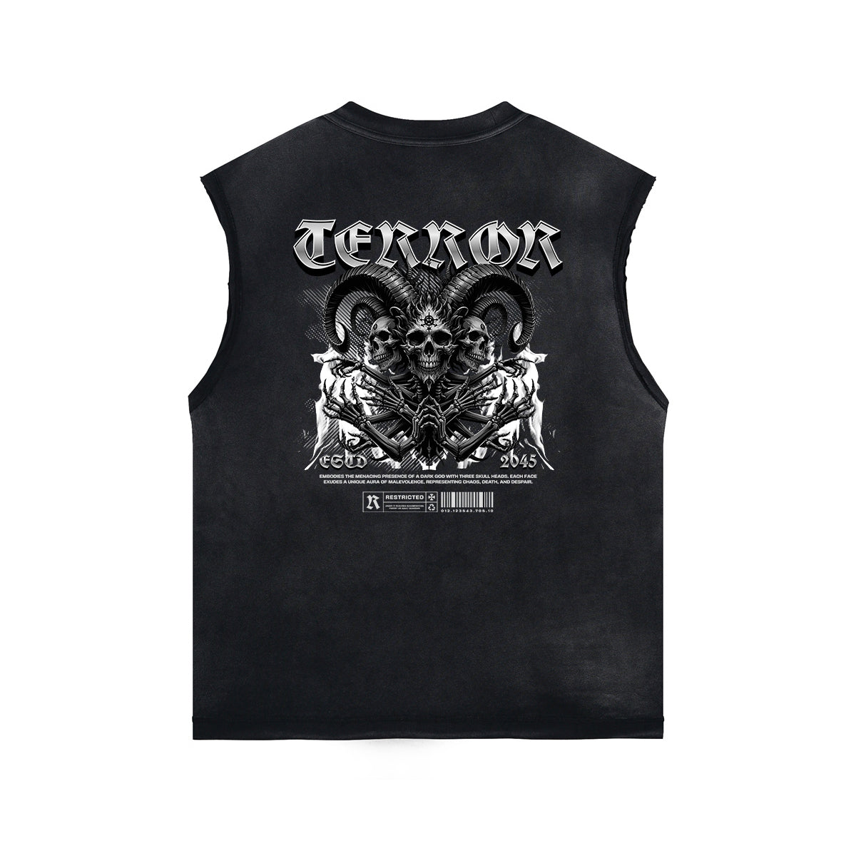 Gothic Skeleton Back Print Sleeveless Tee-INNBLAC Fashion Apparel