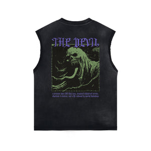 Gothic Skeleton Back Print Sleeveless Tee-INNBLAC Fashion Apparel