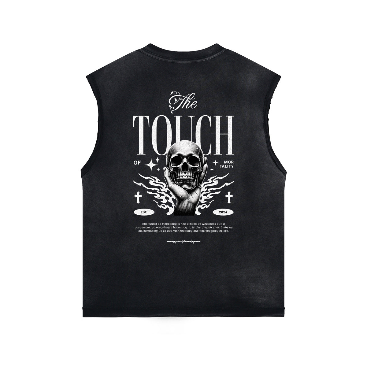 Gothic Skeleton Back Print Sleeveless Tee-INNBLAC Fashion Apparel