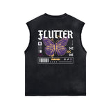 Gothic Butterfly Back Print Sleeveless Tee-INNBLAC Fashion Apparel