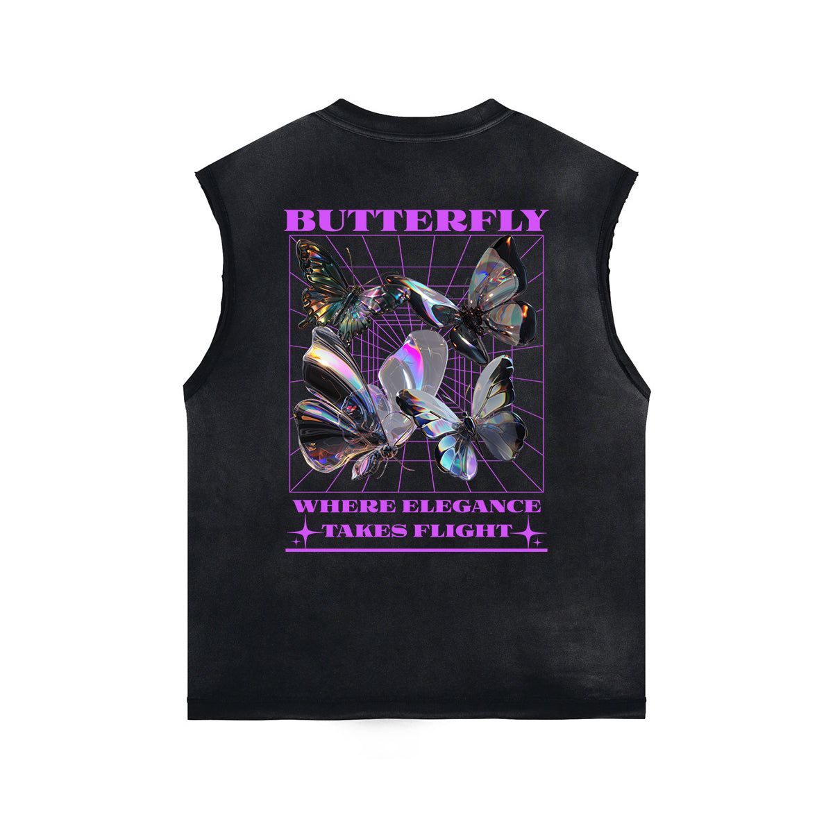 Gothic Butterfly Back Print Sleeveless Tee-INNBLAC Fashion Apparel