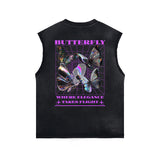 Gothic Butterfly Back Print Sleeveless Tee-INNBLAC Fashion Apparel