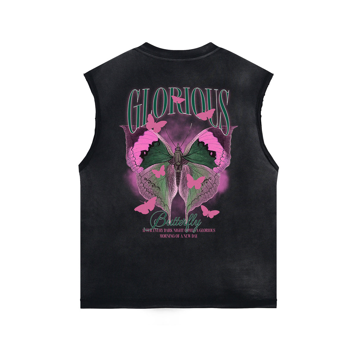 Gothic Butterfly Back Print Sleeveless Tee-INNBLAC Fashion Apparel