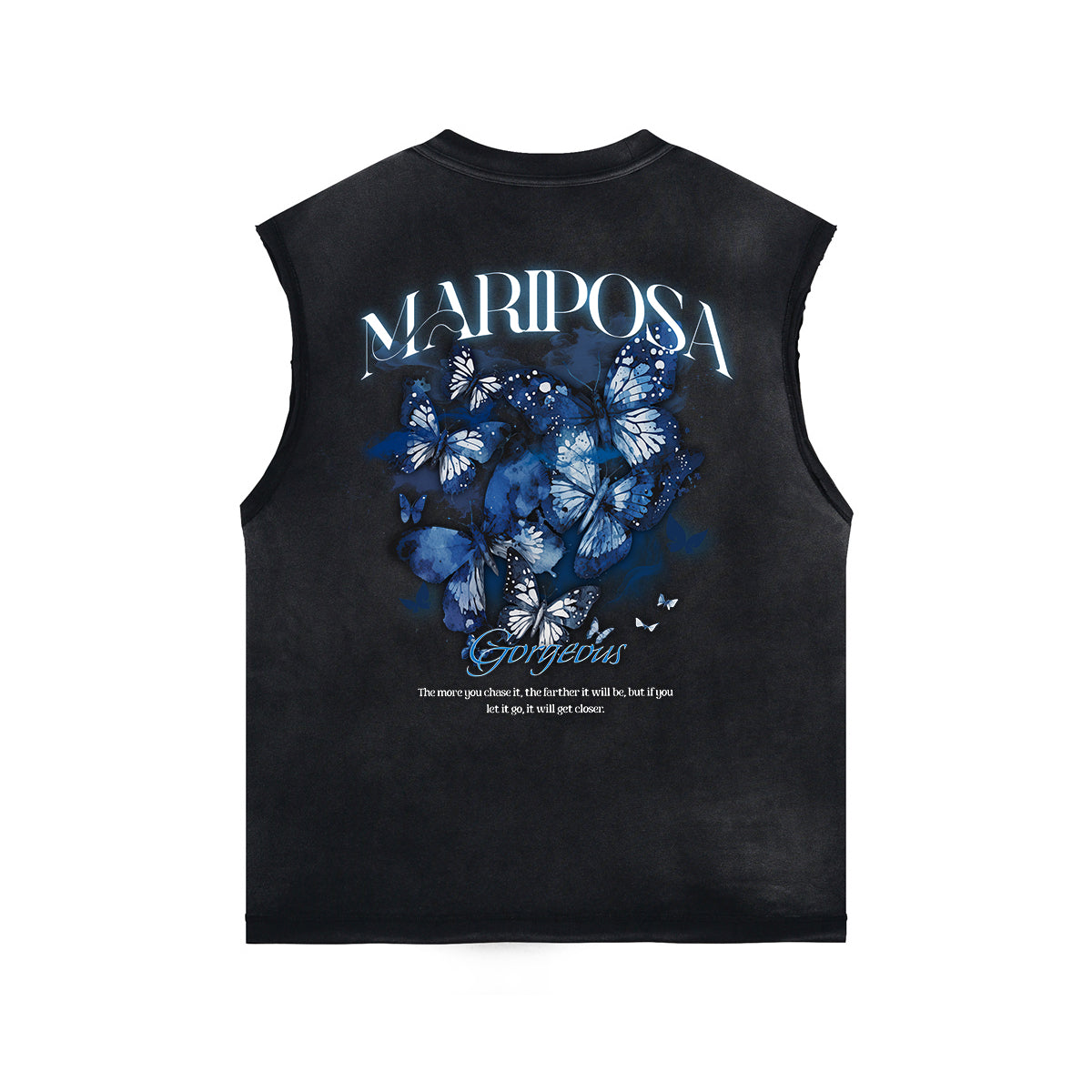 Gothic Butterfly Back Print Sleeveless Tee-INNBLAC Fashion Apparel