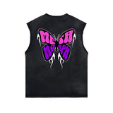 Gothic Butterfly Back Print Sleeveless Tee-INNBLAC Fashion Apparel