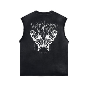 Butterfly Graphic Stone Wash Tank Top-INNBLAC Fashion Apparel