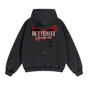 Butterfly Graphic Double Slider Zip Hoodie-INNBLAC Fashion Apparel