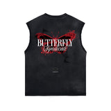 Butterfly Graphic Stone Wash Tank Top-INNBLAC Fashion Apparel