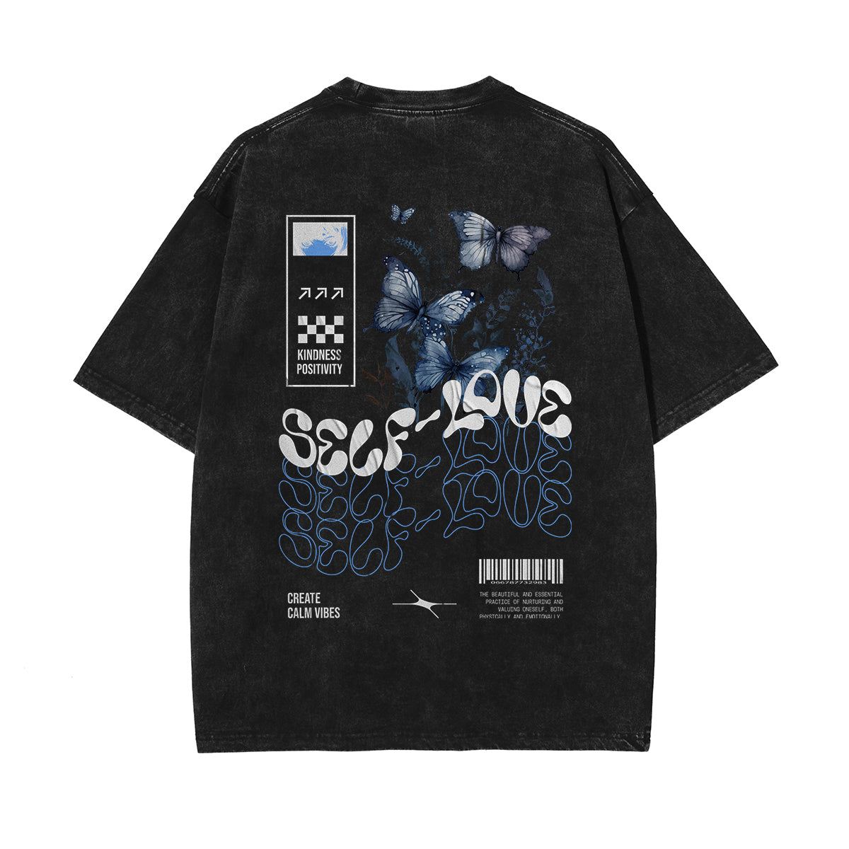 Butterfly Graphic Stone Wash Tee Men' Streetwear T Shirt