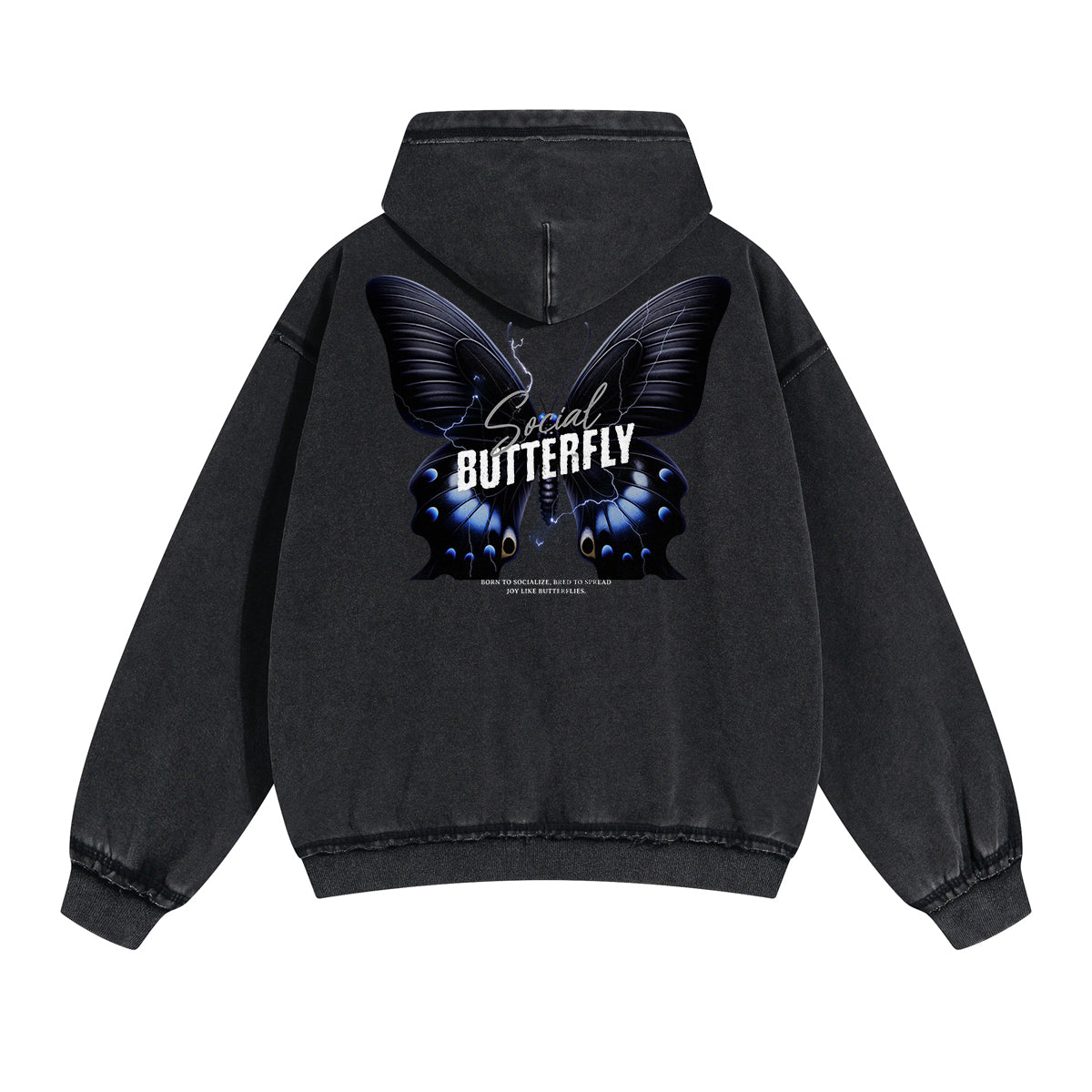 Butterfly Graphic Double Slider Zip Hoodie-INNBLAC Fashion Apparel