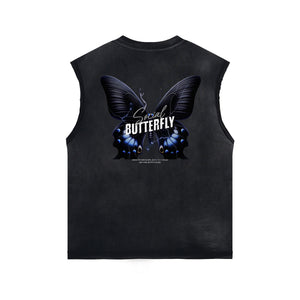 Butterfly Graphic Stone Wash Tank Top-INNBLAC Fashion Apparel