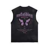 Butterfly Graphic Stone Wash Tank Top-INNBLAC Fashion Apparel