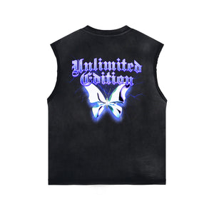 Vintage Washed Butterfly Printed Tank-INNBLAC Fashion Apparel