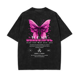 Vintage Washed Butterfly Printed Tee-INNBLAC Fashion Apparel