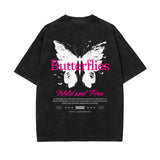 Vintage Washed Butterfly Printed Tee-INNBLAC Fashion Apparel