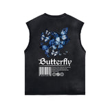 Vintage Washed Butterfly Printed Tank-INNBLAC Fashion Apparel